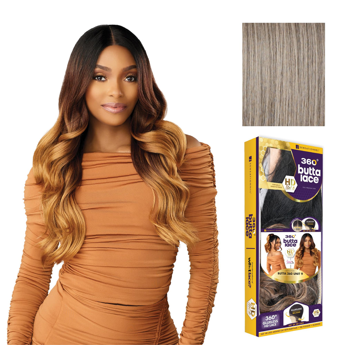 Sensationnel Butta 360 LaceWig-Unit 9, OXIDIZEDSILVER