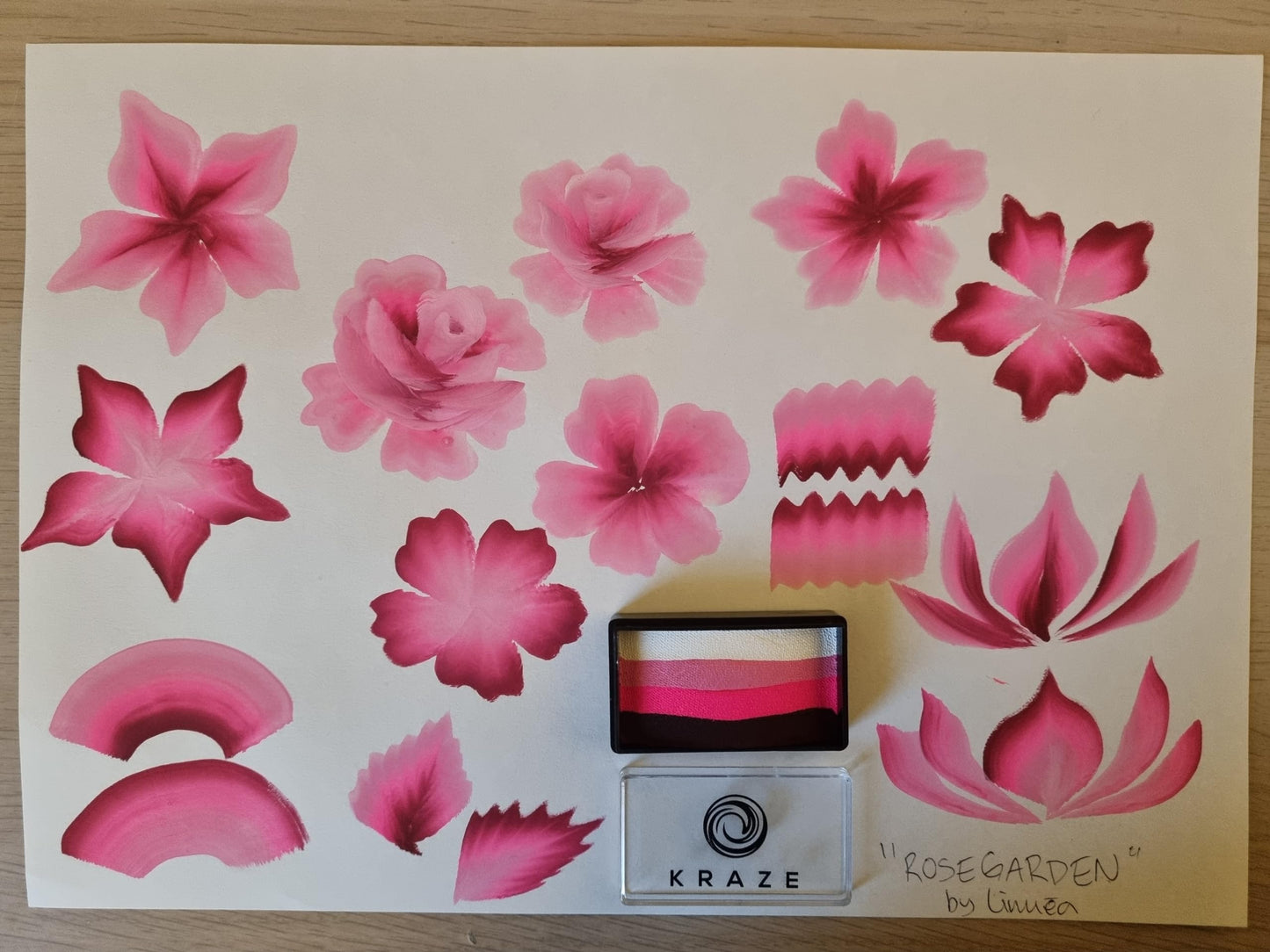 Kraze FX Dome Stroke - Rose Garden by Linnea (25 gm), Professional 1-Stroke Split Cake, Hypoallergenic, Non-Toxic, Water Activated Face & Body Beauty & Personal Care Kraze FX