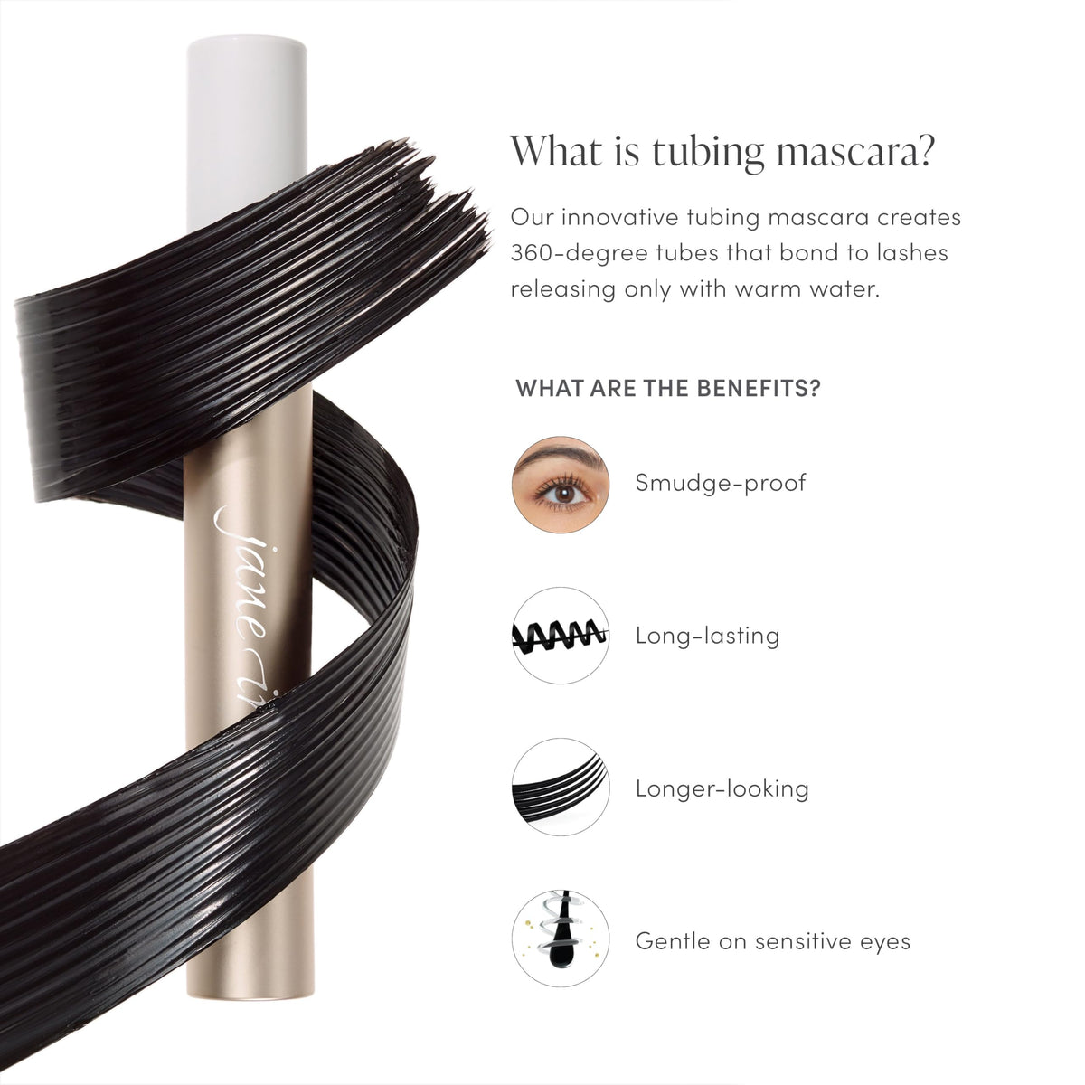 jane iredale Lash Fixation Length & Definition Tubing Mascara, Long-Wear, Smudge-Resistant Formula, Lifts, Curls, & Separates, Vegan, Cruelty-Free