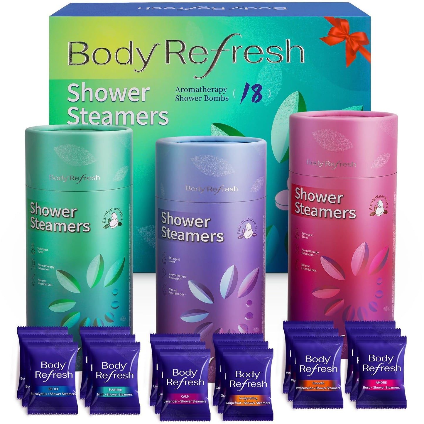 Shower Steamers Aromatherapy - 18 Pack Shower Bombs with Essential Oils, Birthday Gifts for Women Men, Home Spa Relaxation Self Care Gifts for Women Beauty and Personal Care BodyRefresh