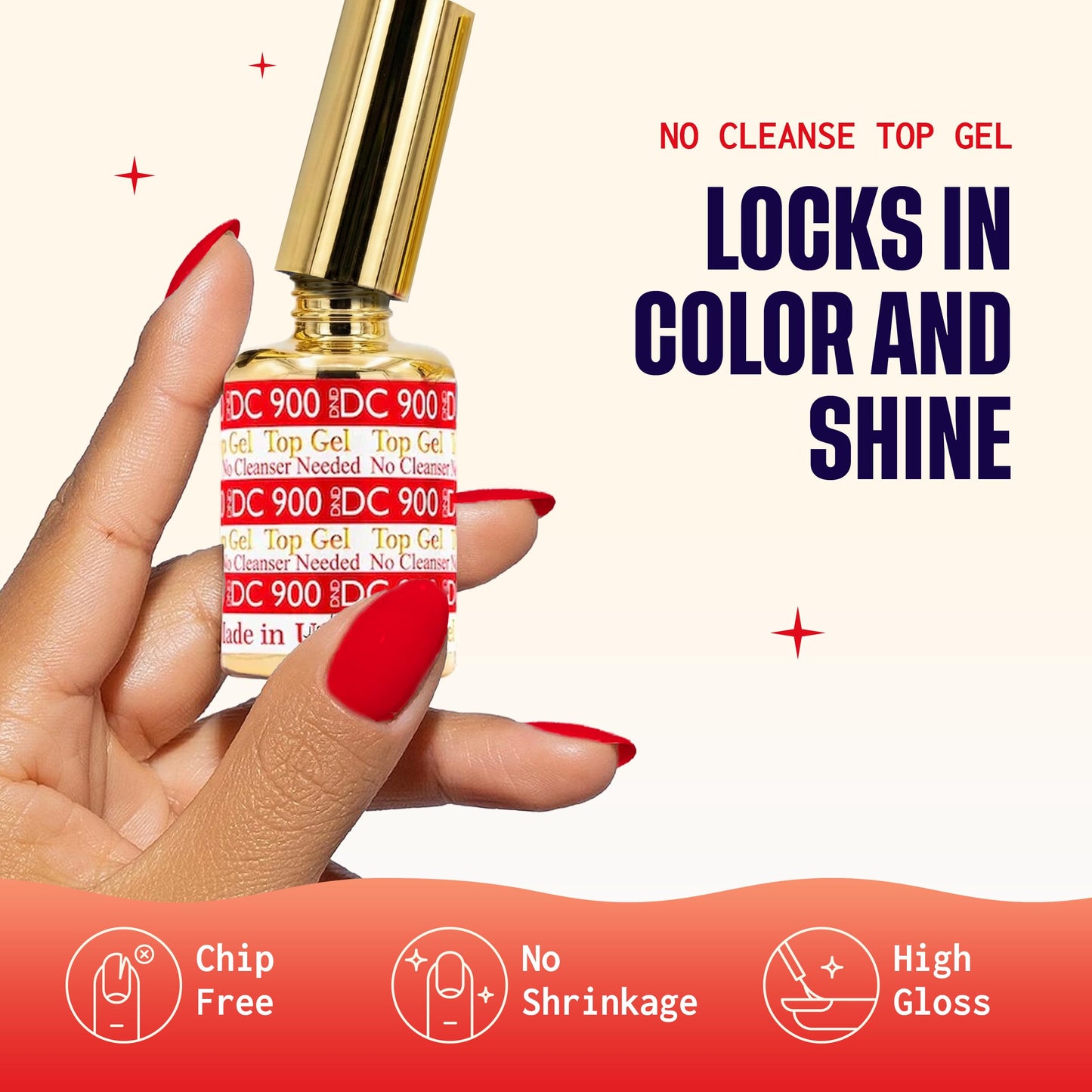 DND DC Base Gel and Top Gel Polish No Cleanse Set, UV/LED GelBase Polish 800 and No Cleanse Top Coat 900, Salon Professional Gel Polish Duo, 0.6 Fl Oz Beauty and Personal Care DAISY DND