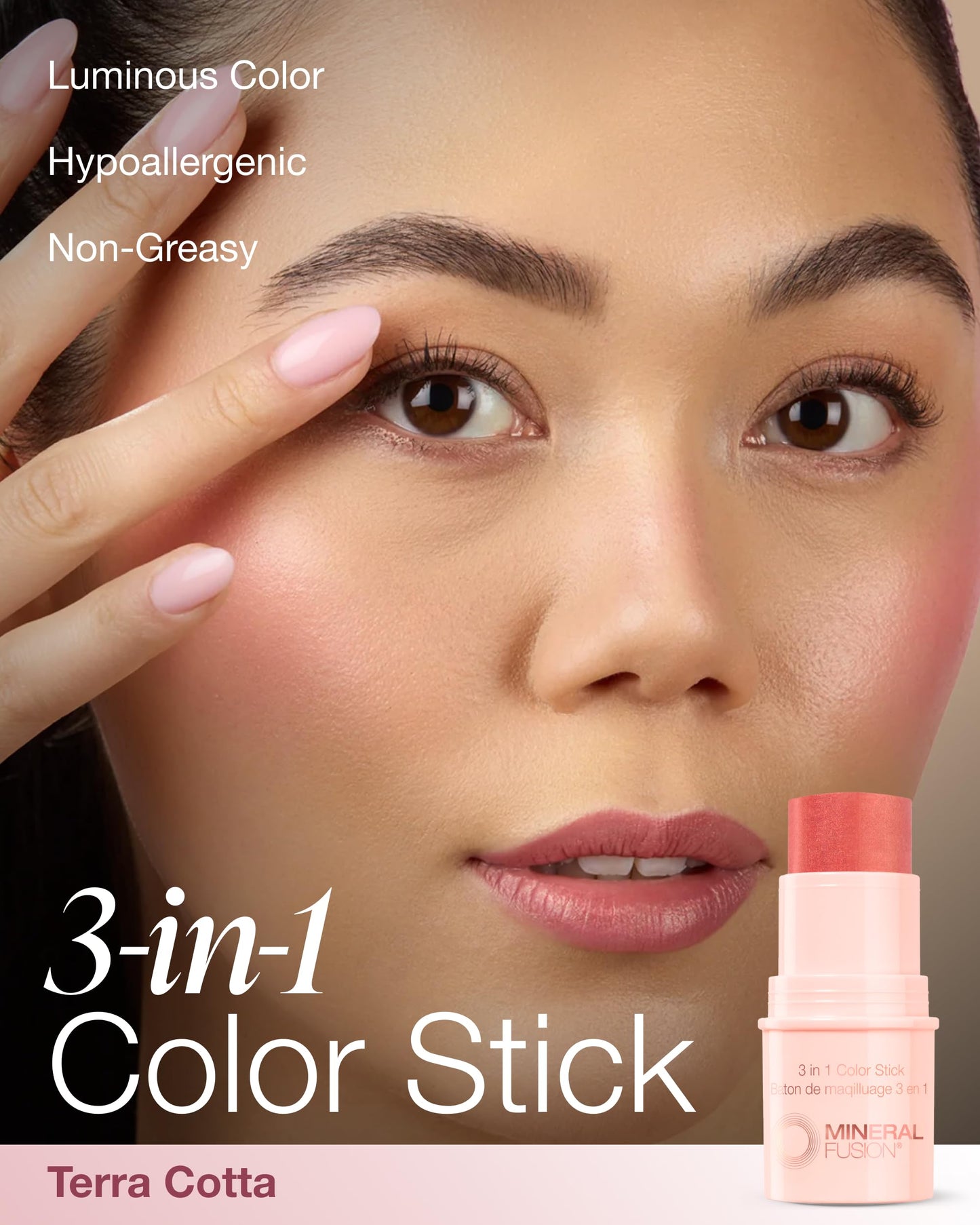 Mineral Fusion 3-in-1 Color Stick - Hydrating Tinted Cream Blush for Cheeks, Lip and Eye - Natural Multi Use Makeup (Terra Cotta) Beauty & Personal Care Mineral Fusion