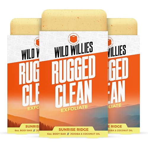 Wild Willies Mens Bar Soap - Moisturizing and Exfoliating Body Soap for Men with Coconut Oil and Jojoba Oil - Sunrise Ridge Citrus Scent - 6 oz, 3 Beauty & Personal Care Wild Willies
