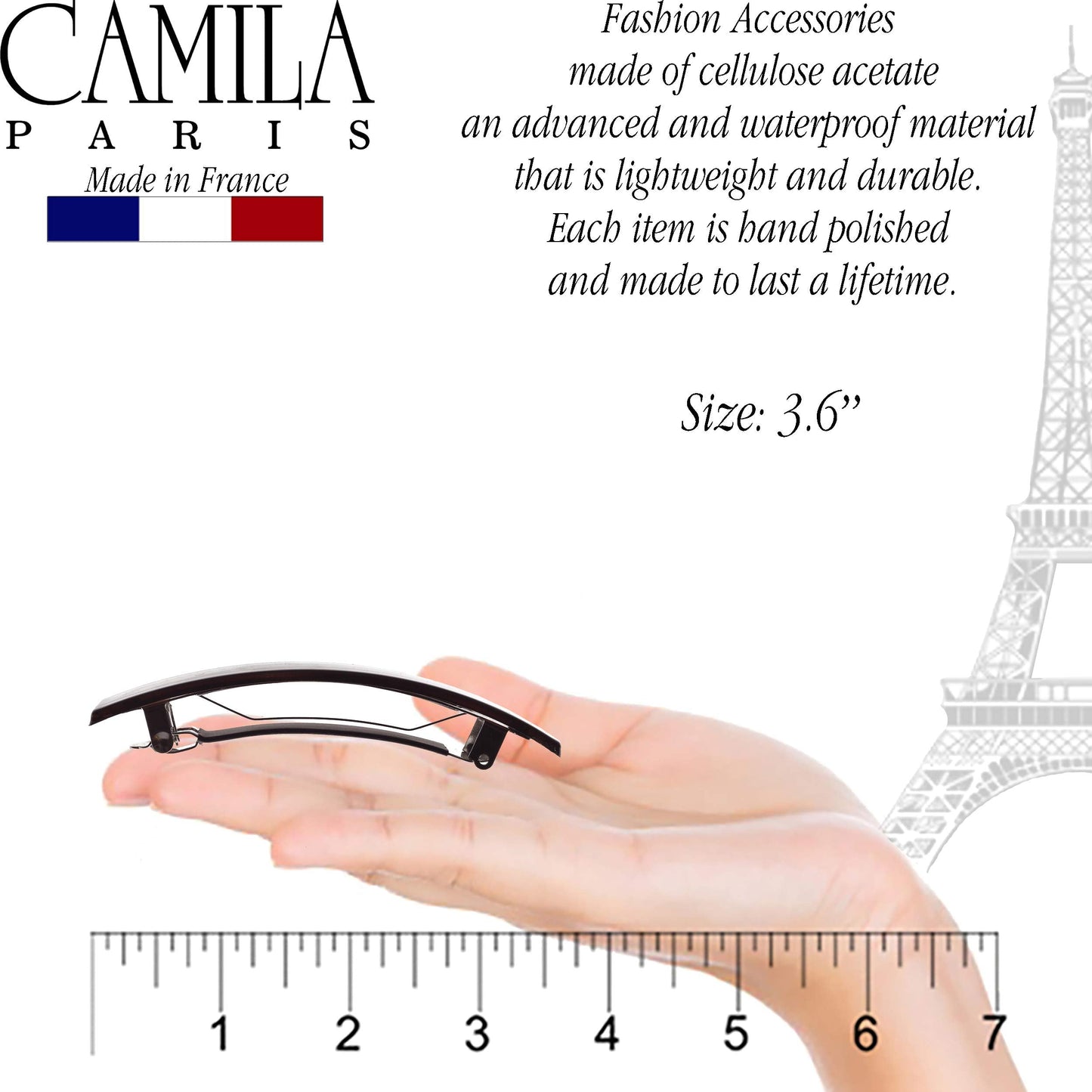 Camila Paris AD820 French Hair Barrette Clip for Girls, Black, Rubberized Metal Clasp, Strong Hold Grip Hair Clips for Women, No Slip and Durable Beauty & Personal Care Camila