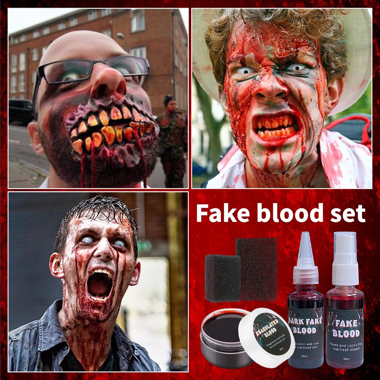 5PCS Halloween Fake Blood Kit, Fake Blood Spray, Fake Blood for Clothes, Suitable for Vampires, Zombies, Horror Costumes Beauty & Personal Care TBTFW