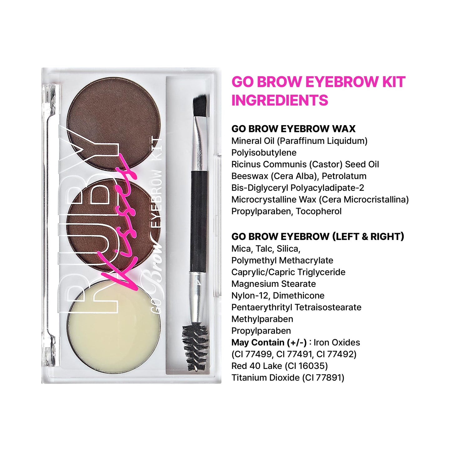 Ruby Kisses Go Brow Eyebrow Kit, Dual Shade Powder & Wax, Includes 3 Stencils, Perfect for Shaping & Defining, Natural Brow Look, Ideal for Sparse Beauty & Personal Care Ruby Kisses