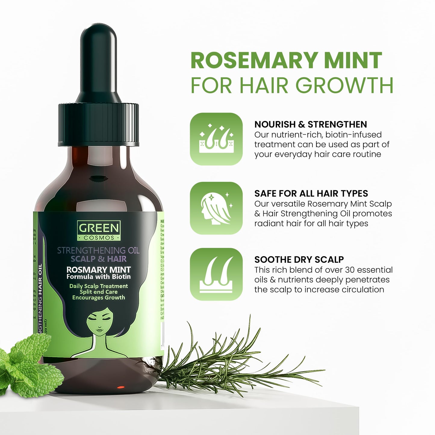 100% Rosemary Oil for Hair Growth - Nourishes Scalp, Boosts Circulation, Relieves Itchy & Dry Scalp, Strengthens Hair & Eyebrow & Eyelash Health Beauty & Personal Care Green Cosmos