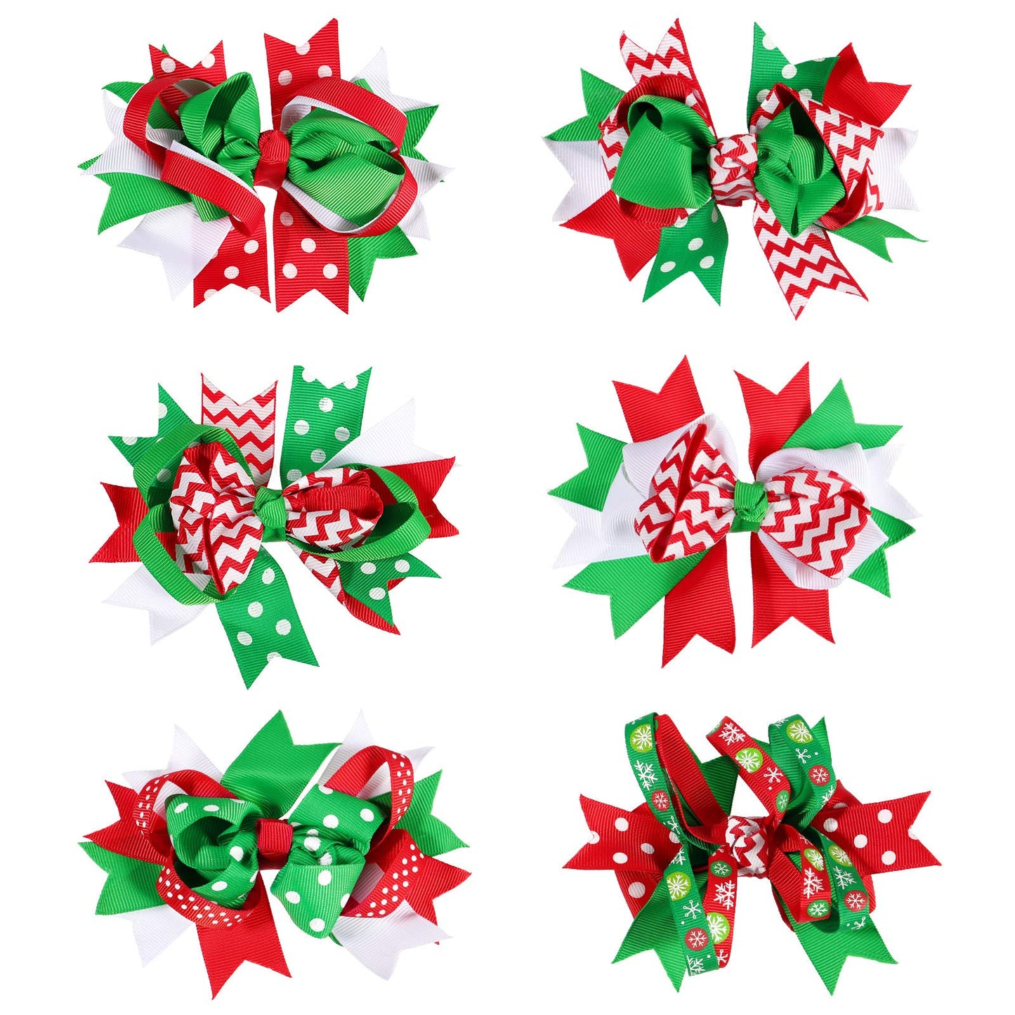Lurrose 6pcs Christmas Hair Bows,Grosgrain Bows Alligator Hair Clips Bowknot Barrettes Hair Accessories for Girls Children (Mixed Pattern) Beauty & Personal Care Lurrose