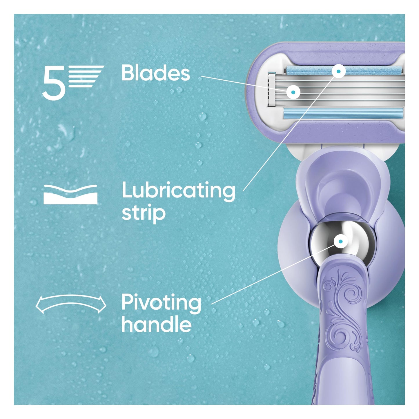 Gillette Venus Deluxe Smooth Swirl Women's Razor + 3 Razor Blade Refills, with Flexiball Technology, Lubrastrip with A Touch of Vitamin E Beauty and Personal Care Gillette Venus
