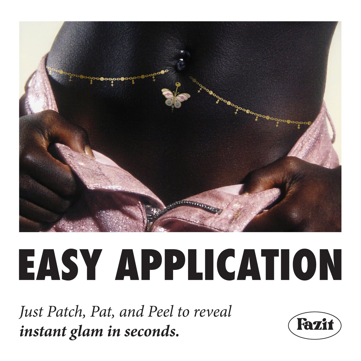 Fazit Makeup Patches - Belly Chain Ring Bodybond - Glow Up Make-Up Patches - Cute Glitter Makeup Accessories for Women - Cosmetic Body Glitter Beauty & Personal Care Fazit