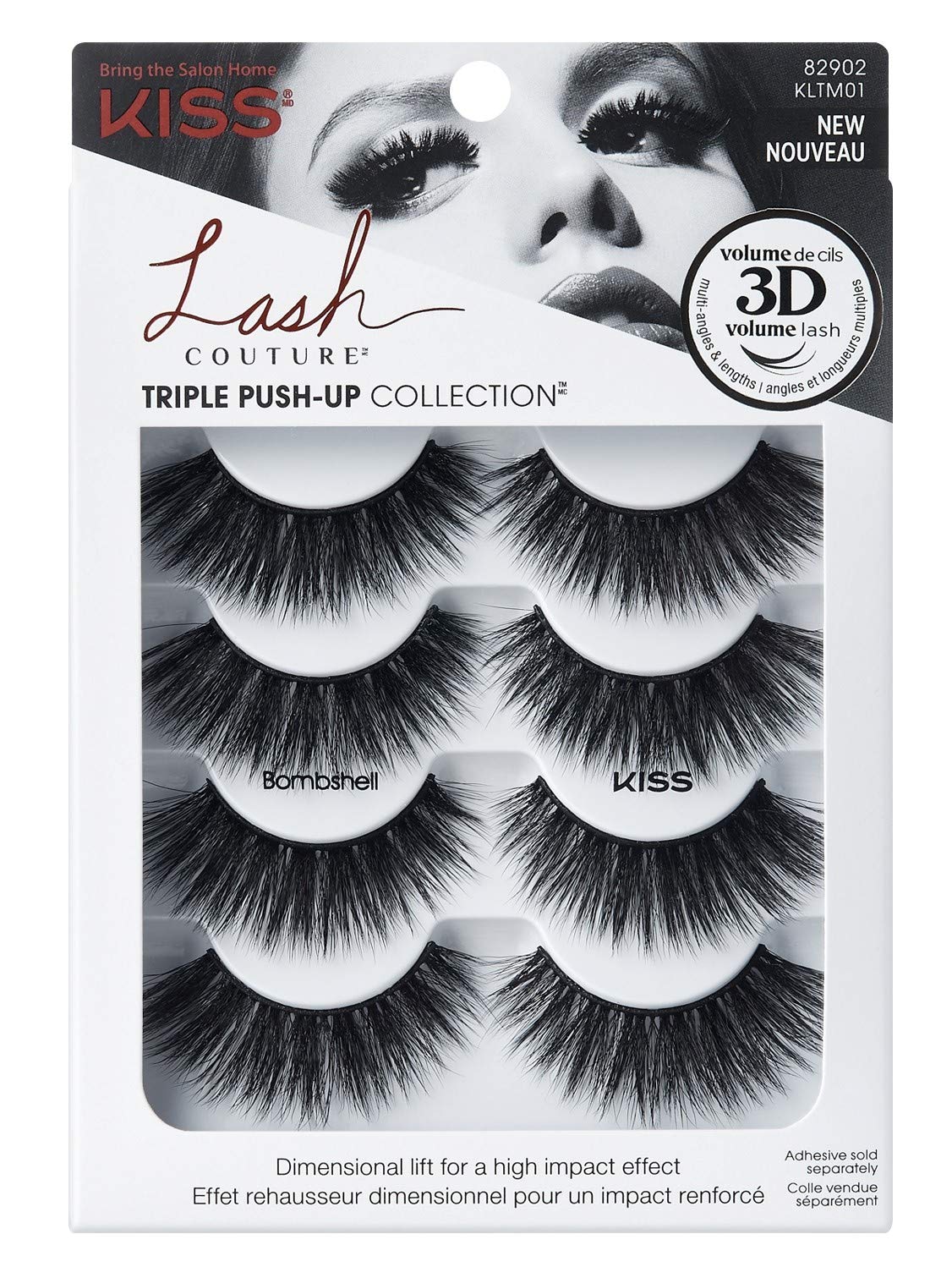 Kiss Lash Couture Triple Push-Up Collection Bombshell (Pack of 2) Beauty & Personal Care KISS
