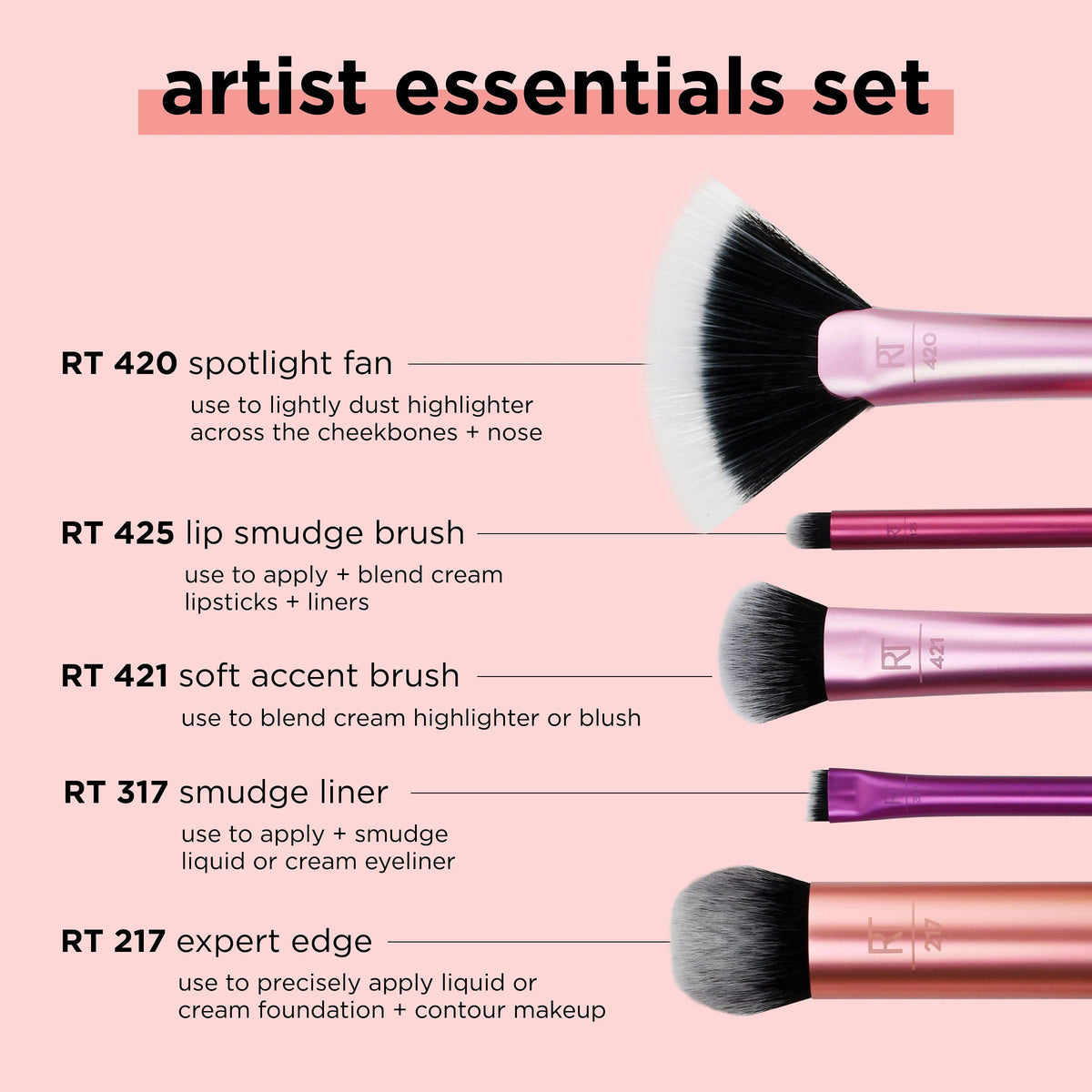 Real Techniques Artist Essentials Makeup Brush Set, Professional Makeup