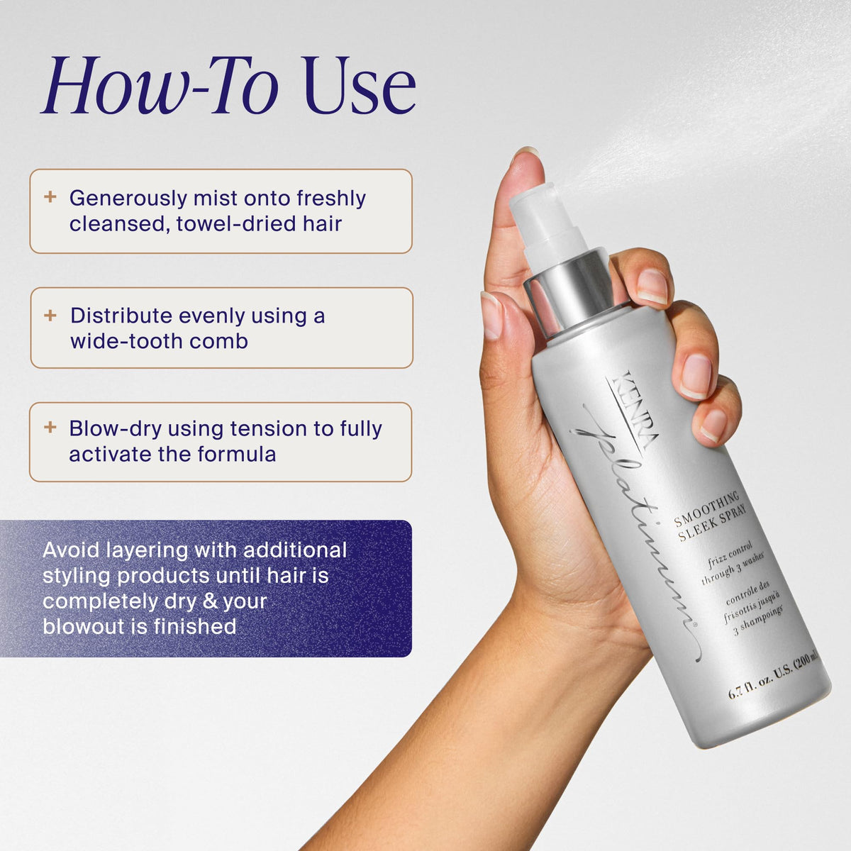 Kenra Platinum Smoothing Sleek Spray | Frizz Control and Heat Protection Spray | Moisturizes Hair, Protects Against Humidity | All Hair Types | 6.7