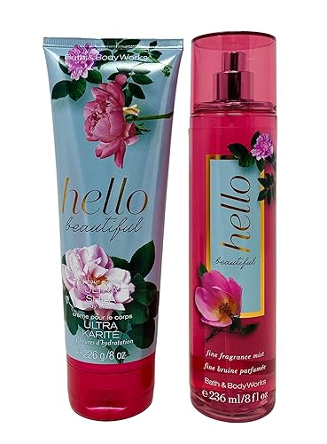Bath & Body Works Bath and Body Works - Hello Beautiful - Gift Set - Fine Fragrance Mist & Body Cream - 2020 Full Size Beauty & Personal Care Bath & Body Works