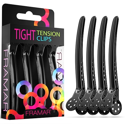 Framar Black Tight Tension Clips For Hair - Set of 4 Professional Hair Clips - Metal Hair Clips for Styling, Stylist Supplies, Hairclips, Hairstylist Beauty & Personal Care FRAMAR