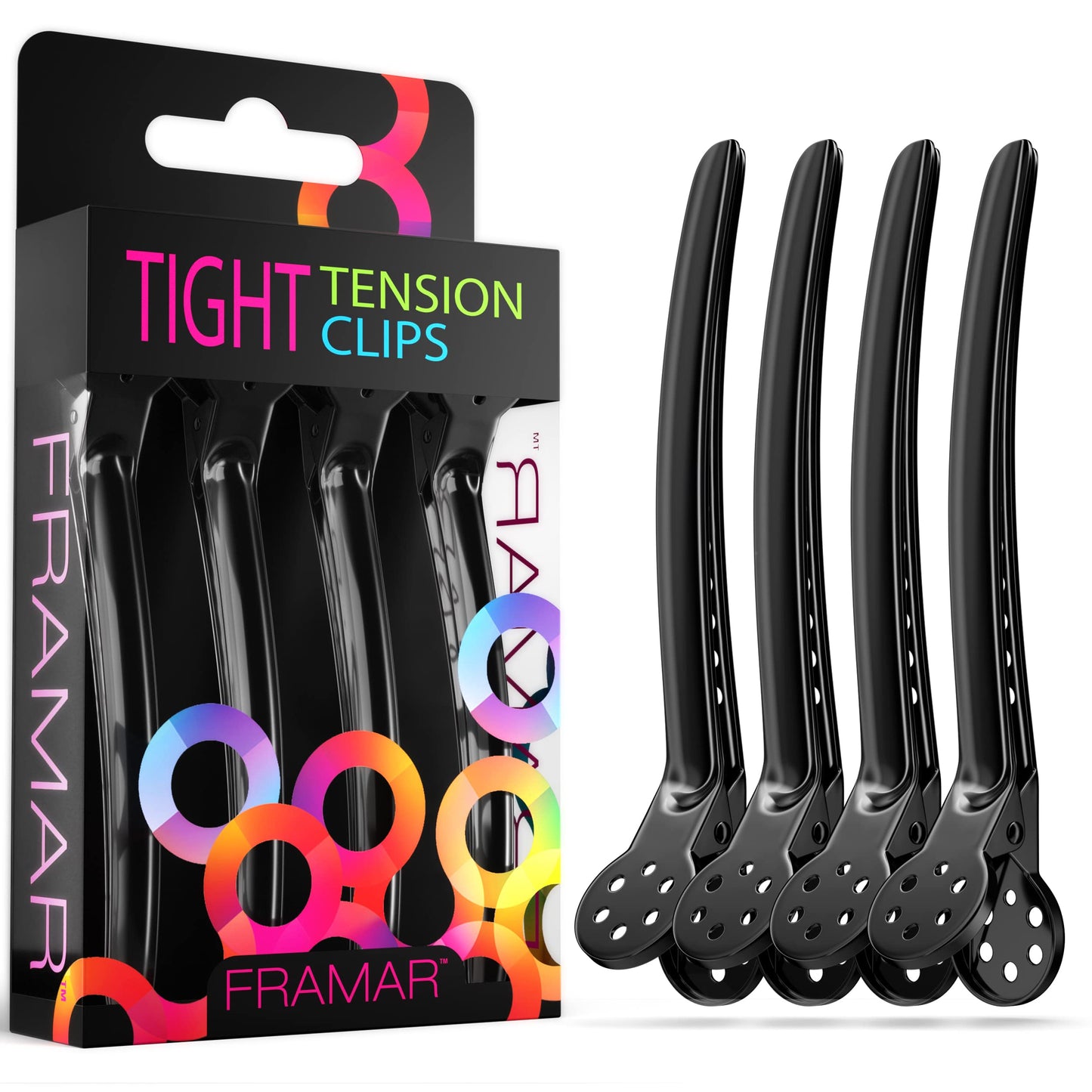 Framar Black Tight Tension Clips For Hair - Set of 4 Professional Hair Clips - Metal Hair Clips for Styling, Stylist Supplies, Hairclips, Hairstylist Beauty & Personal Care FRAMAR