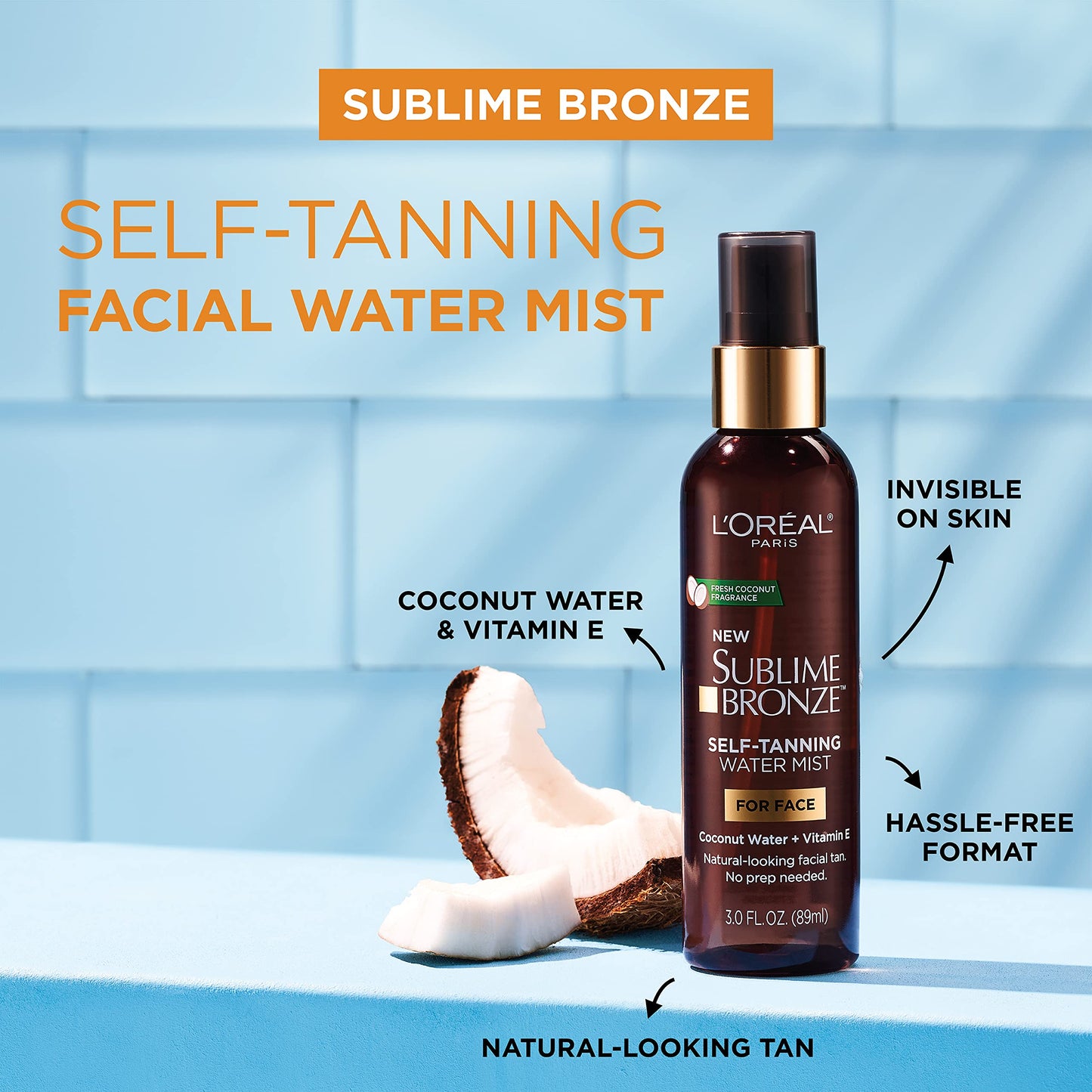 L'Oreal Paris Sublime Bronze Self Tanning Facial Mist, Water-Based Formula, Coconut Water & Vitamin E, 3 fl. Oz Beauty & Personal Care L'Oreal Paris