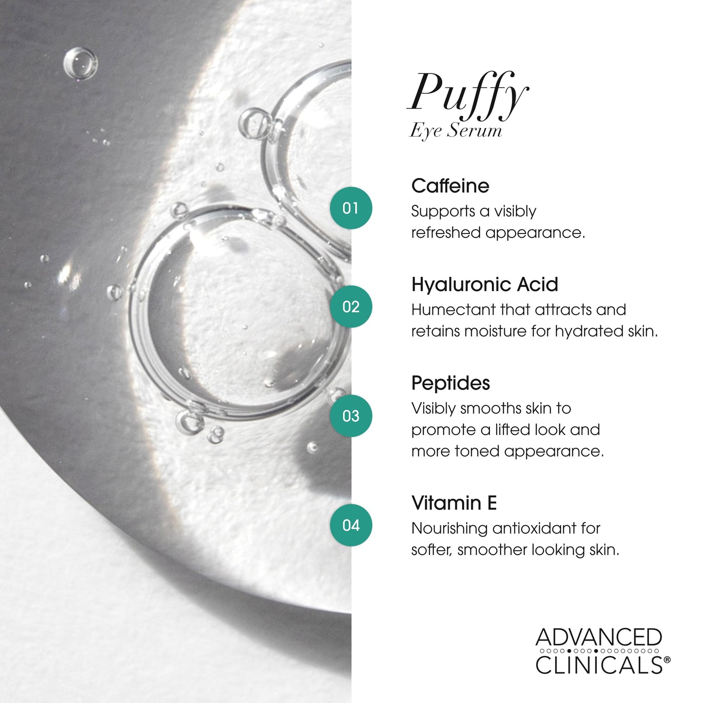 Advanced Clinicals Puffy Eye Under Eye Serum | Visible Anti Aging Brightening Vitamin C + Caffeine Serum Helps Improve Look Of Puffiness, Fine Lines Beauty & Personal Care Advanced Clinicals