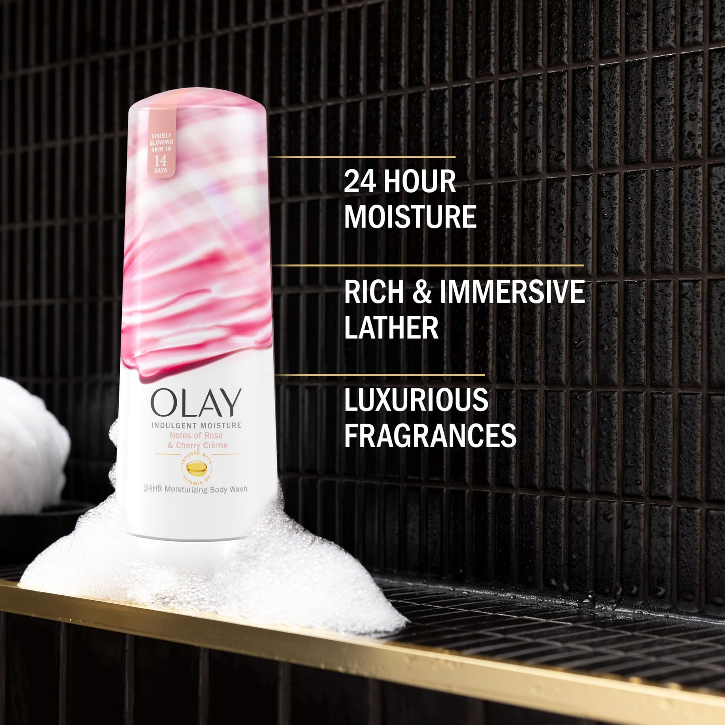 Olay Body Wash for Women, Indulgent Moisture, 24hr Moisturizing & Nourishing Formula, Infused with Vitamin B3 Complex, Luxurious Fragrances, Rose Beauty & Personal Care Olay