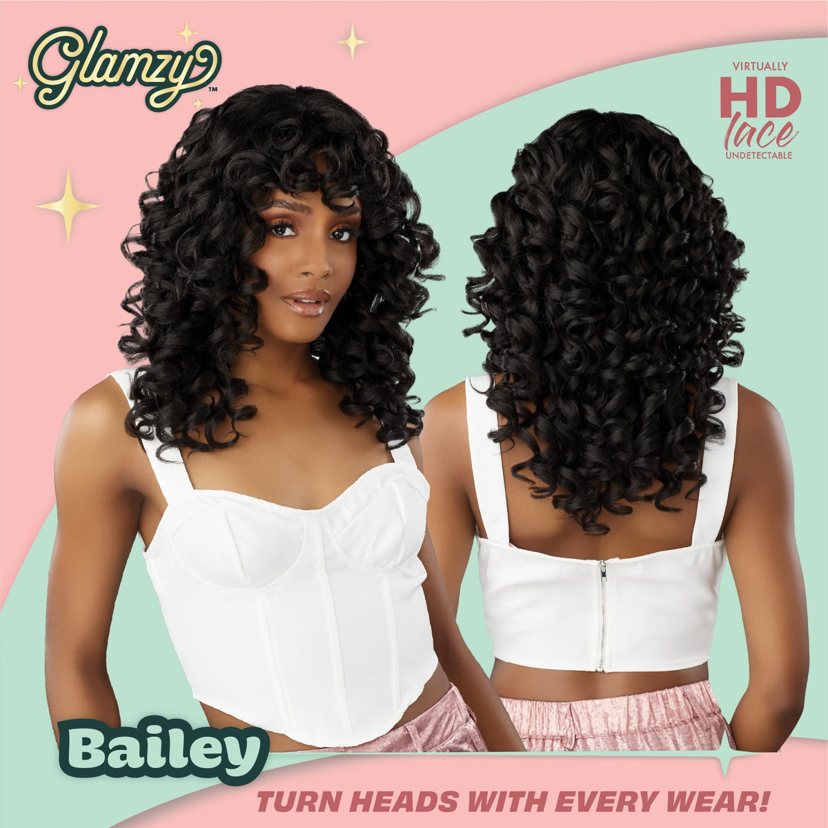 Sensationnel Glamzy Lace Crown Wig-Bailey, 1B OFFBLACK