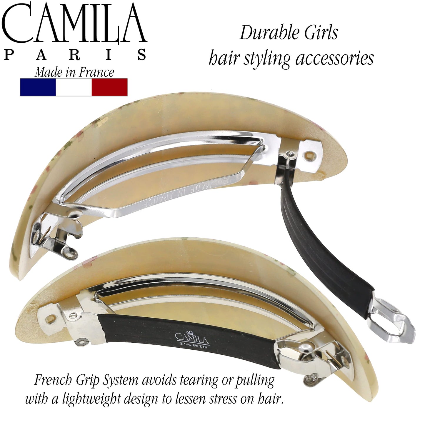 Camila Paris CP3323 French Hair Barrette Oval For Thick Curly Wavy Long Hair, Strong Hold Grip Hair Clips for Women, No Slip Rubberized Metal Clasp Beauty & Personal Care Camila