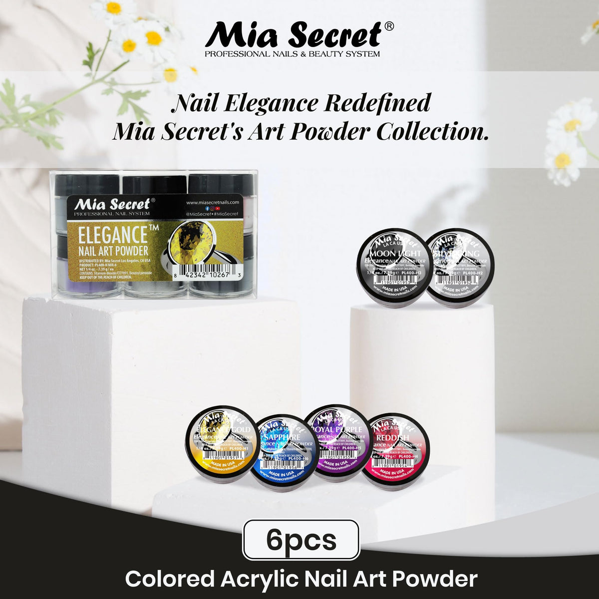 Elegance Nail Art Powder Collection(6PC)