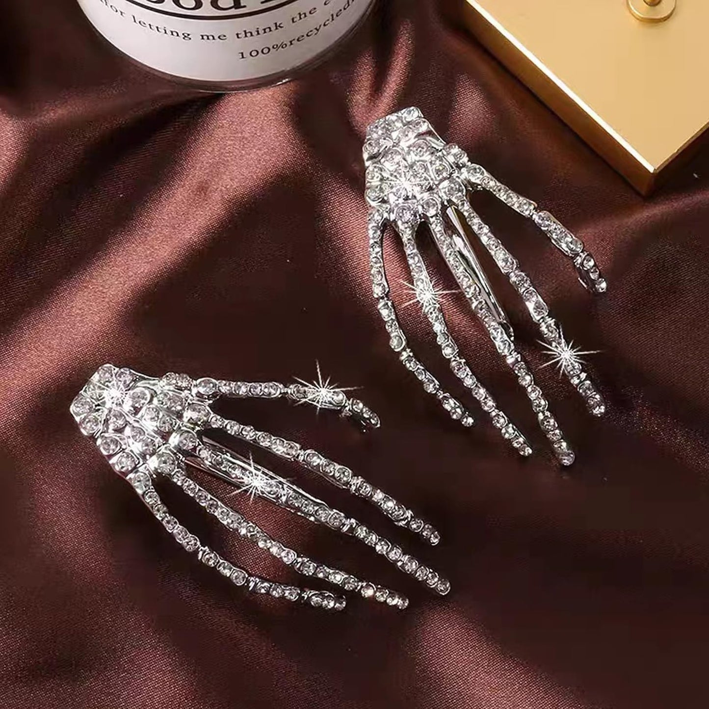 4Pcs Halloween Skeleton Hands Hair Barrettes,Halloween Hair Clips for Women Girls,Rhinestone Skull Hand Hair Clip Hairpin,Zombie Punk Rock Hair Beauty & Personal Care ASIJUNTYECHO