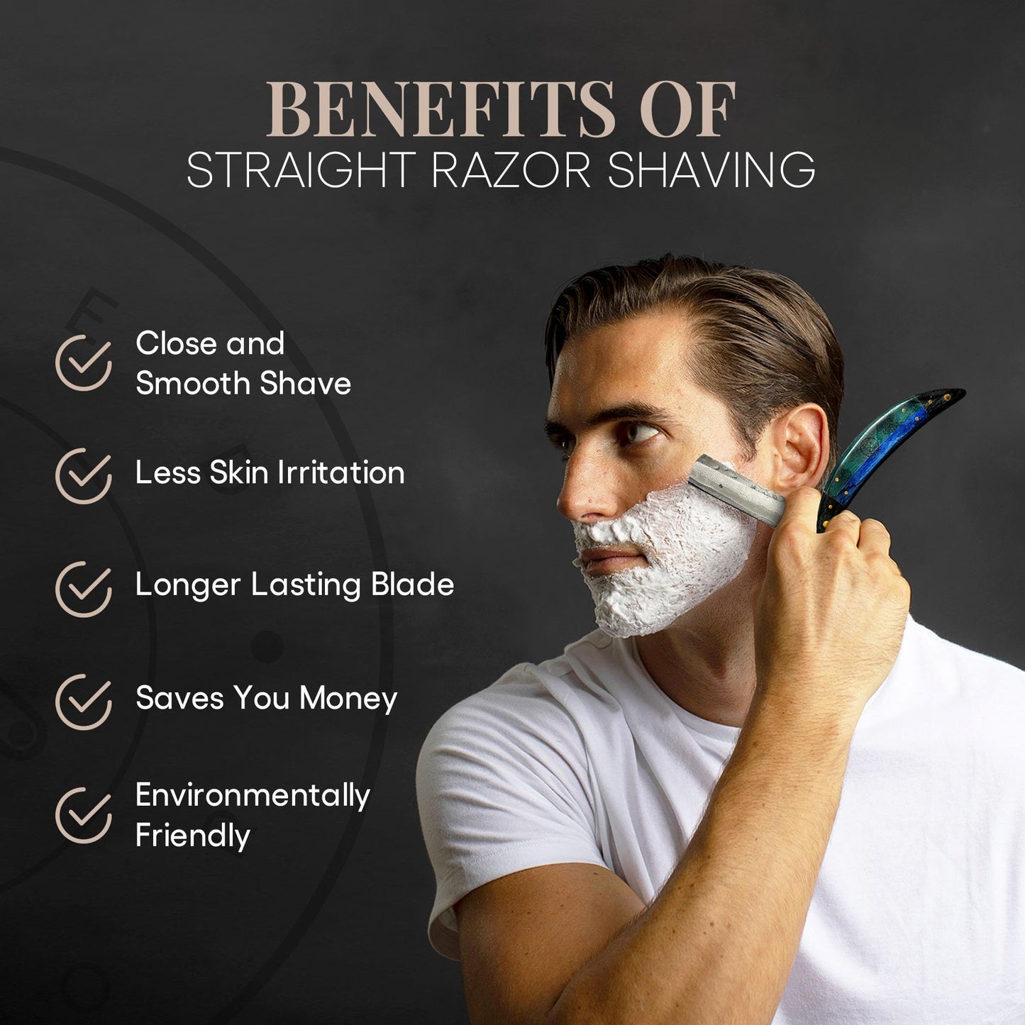 Naked Armor Esclabor Damascus Straight Razor - Shave Ready 7/8" Square Nose Damascus Steel Straight Razors for Men with Ebony Wood Scale, Case Beauty and Personal Care Naked Armor