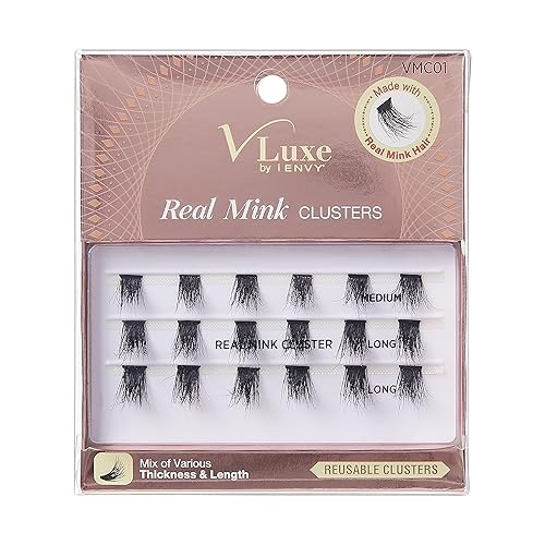 i•ENVY Real Mink Cluster Lashes Full and Fluffy Extension Look, Reusable, DIY Salon Result Beauty & Personal Care i•ENVY