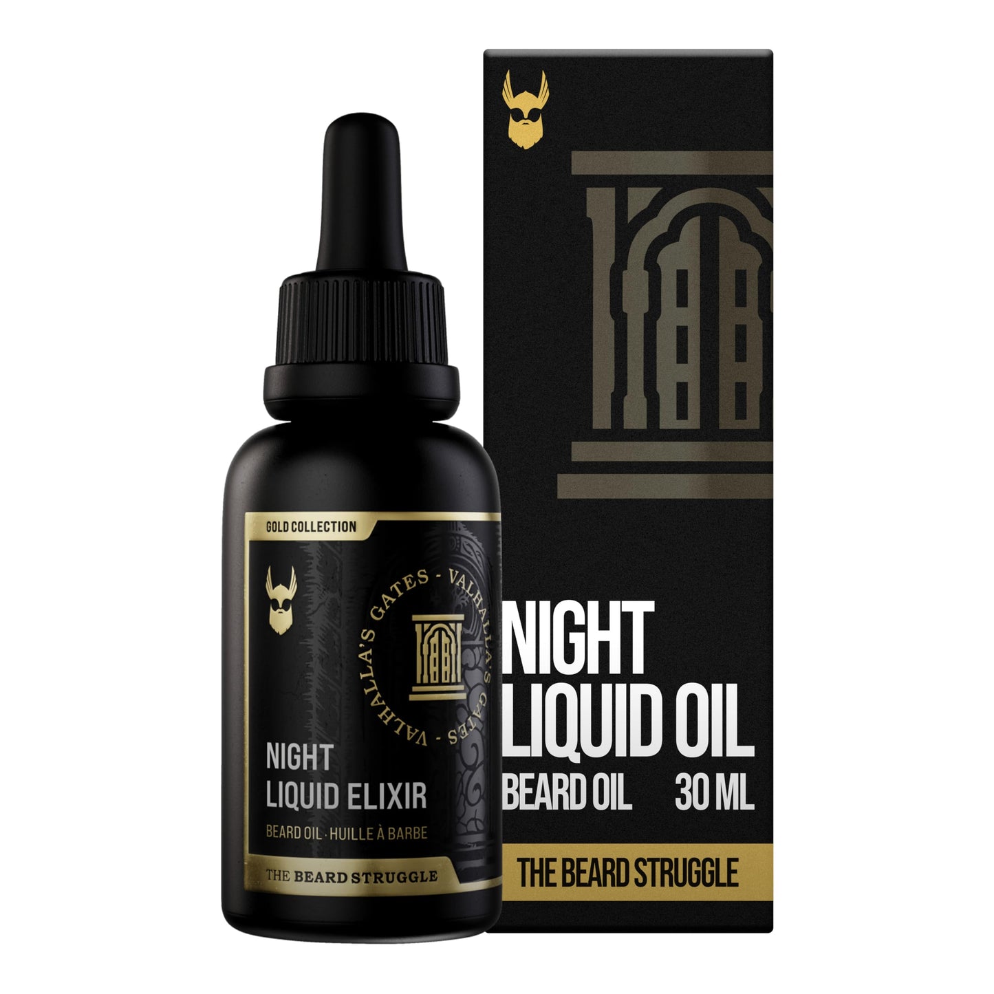 The Beard Struggle - Beard Growth Oil - Valhalla's Gates, Gold Collection (1 Fl oz) - Night Liquid Elixir - Beard Oil for Men - Softens, Moisturizing Beauty and Personal Care The Beard Struggle