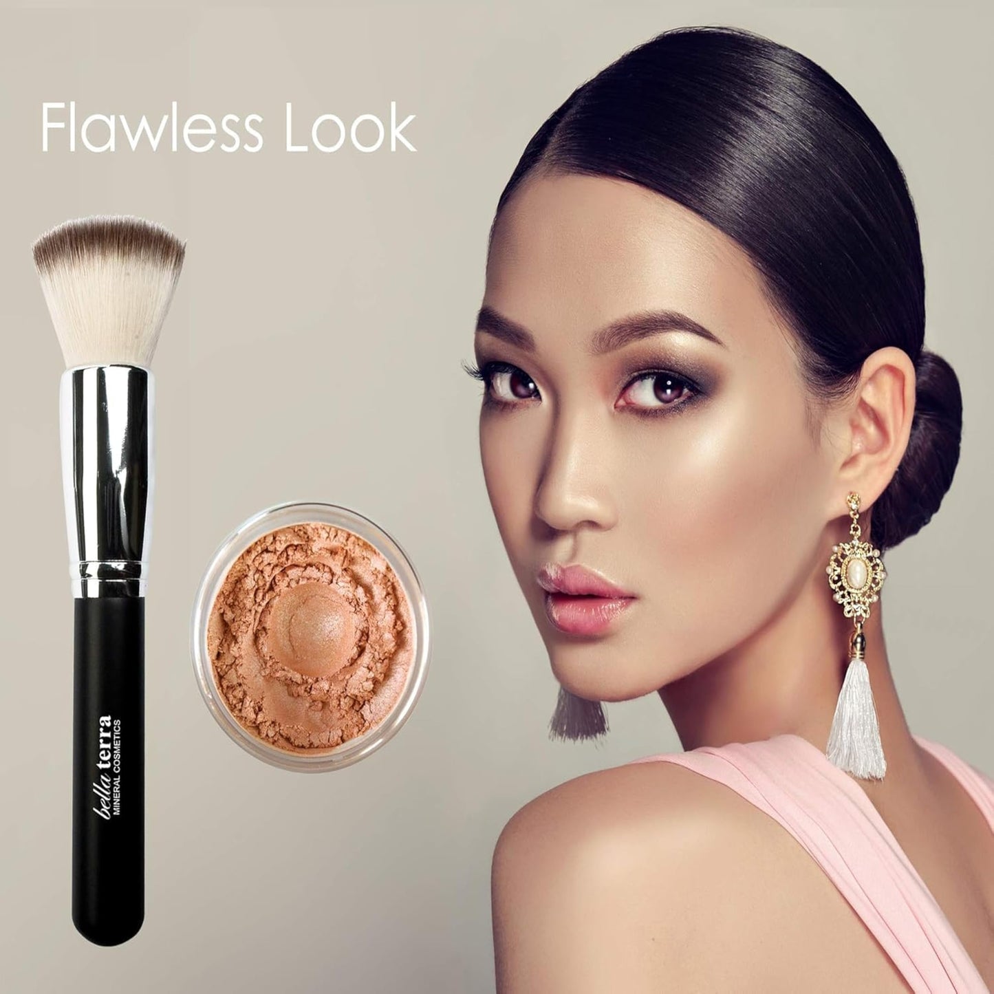 BellaTerra Cosmetics Mineral Bronzer - Travel Compact Vegan Tanning Contour Powder for Face & Body - Soft Synthetic Bristles for Smooth Foundation Beauty & Personal Care Bellaterra Cosmetics