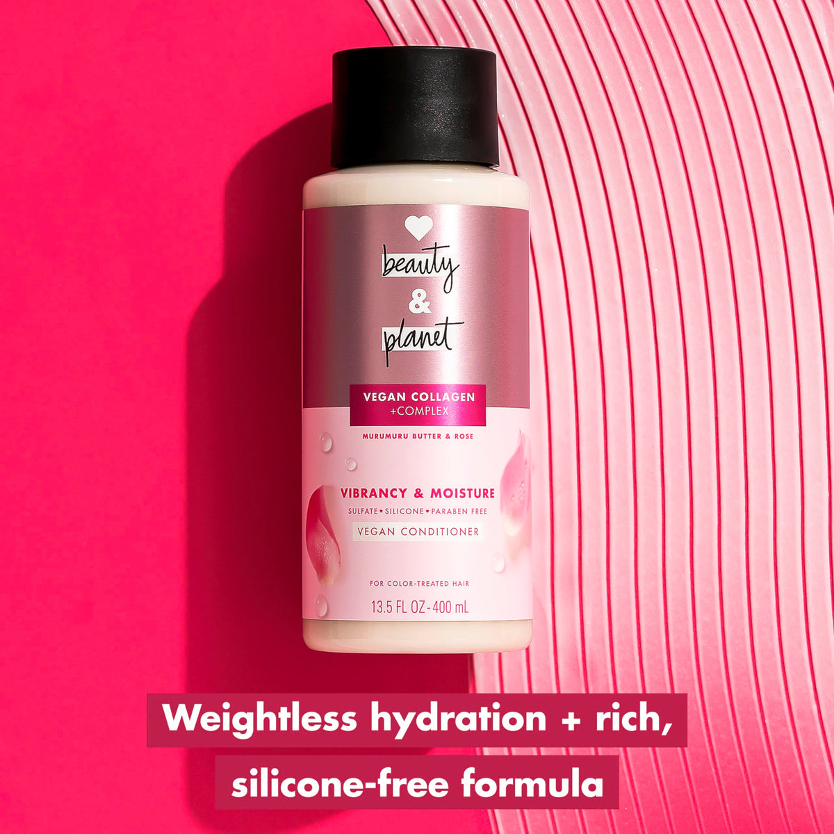 Love Beauty and Planet Vegan Collagen Moisture Conditioner Murumuru Butter & Rose, for Color-Treated Hair Vibrancy,with a
