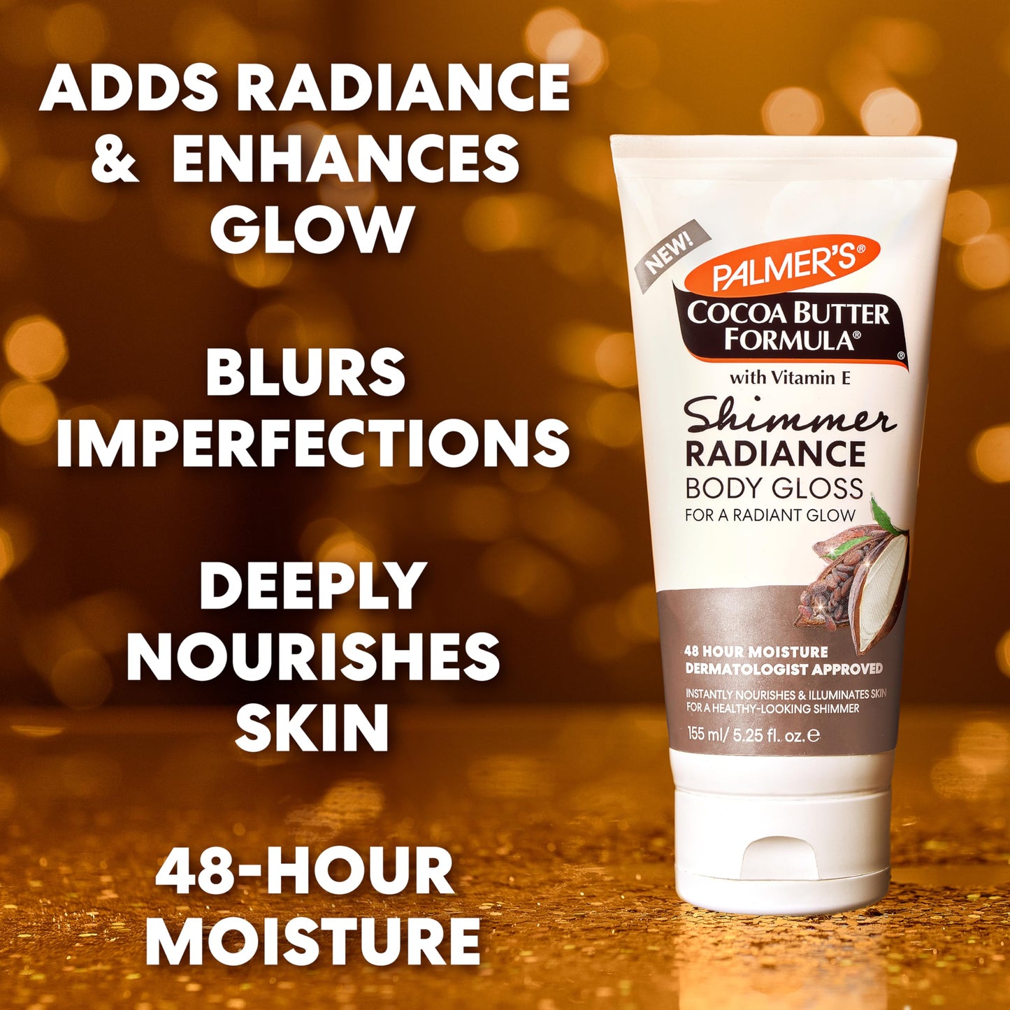 Palmer's Cocoa Butter Formula Shimmer Body Lotion with Vitamin E, 5.25 Fl Oz, Radiance Body Gloss, Help Blur Veins, Cellulite, Marks, 48 Hour Moisture Beauty & Personal Care Palmer's