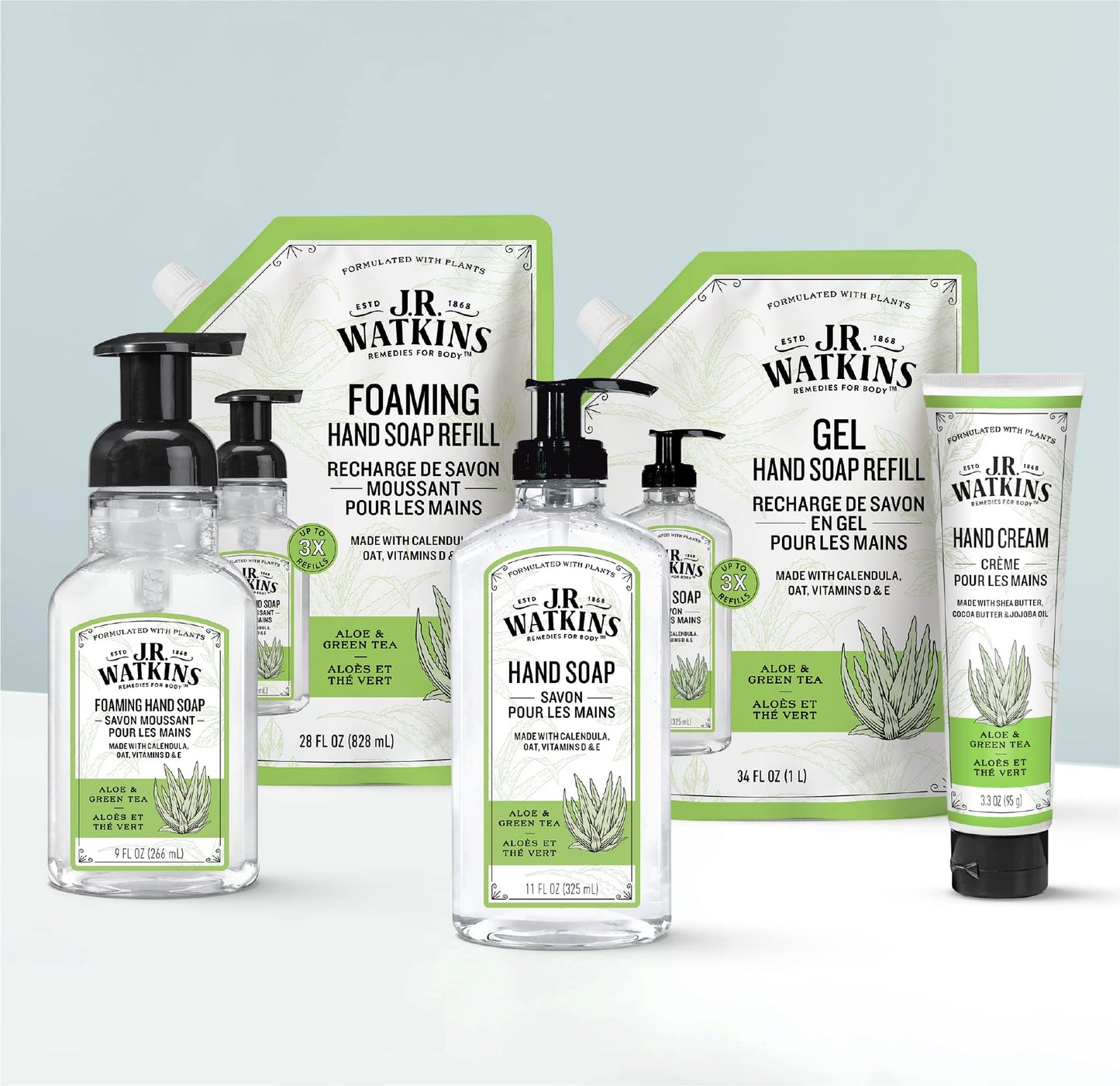 J.R. Watkins Gel Hand Soap, Scented Liquid Hand Wash for Bathroom or Kitchen, USA Made and Cruelty Free, 11 fl oz, Aloe & Green Tea, 6 Pack Beauty & Personal Care J.R. Watkins