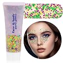 Mardi Gras Face Glitter,Festival Rave St Patricks Day Accessories Body Glitter for Face Body Hair,Gold Green Purple Mixed Chunky Glitter Beauty & Personal Care faglowmify