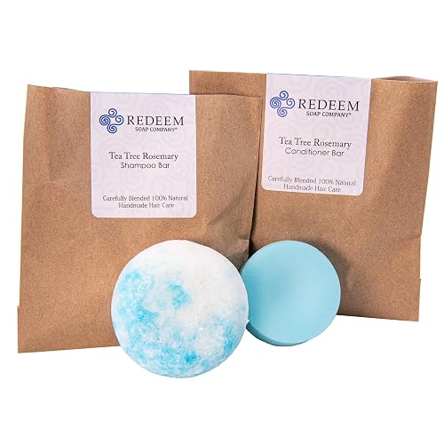 Redeem Soap Company - Tea Tree Rosemary Shampoo Bar and Conditioner Bar, Made in the USA, 3 oz Shampoo Bar, 1 oz Conditioner Bar, Zero Waste, No Beauty & Personal Care Redeem Soap Company