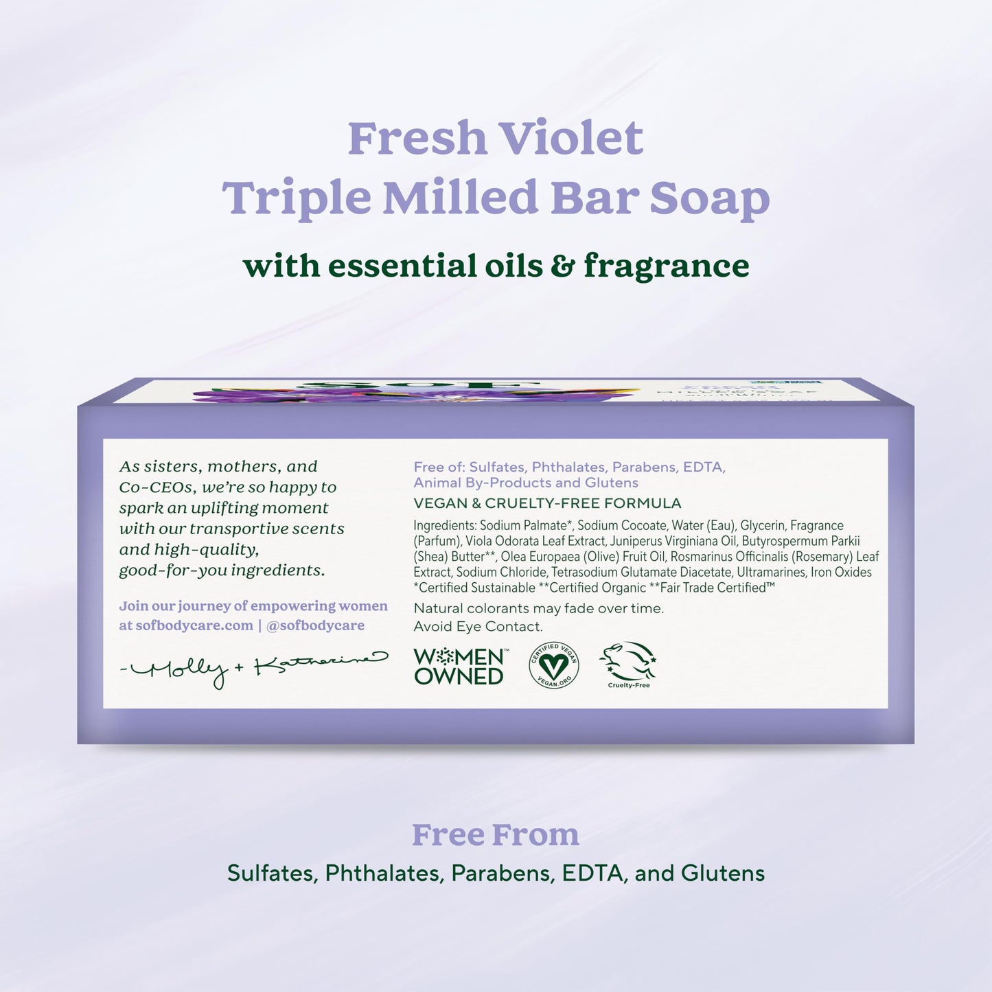 South Of France SoF Triple Milled Bar Soap - With Coconut Oil & Organic Shea Butter- Vegan & Non GMO- Free From Phthalates, Sulfates & Parabens- Fresh Beauty & Personal Care South Of France