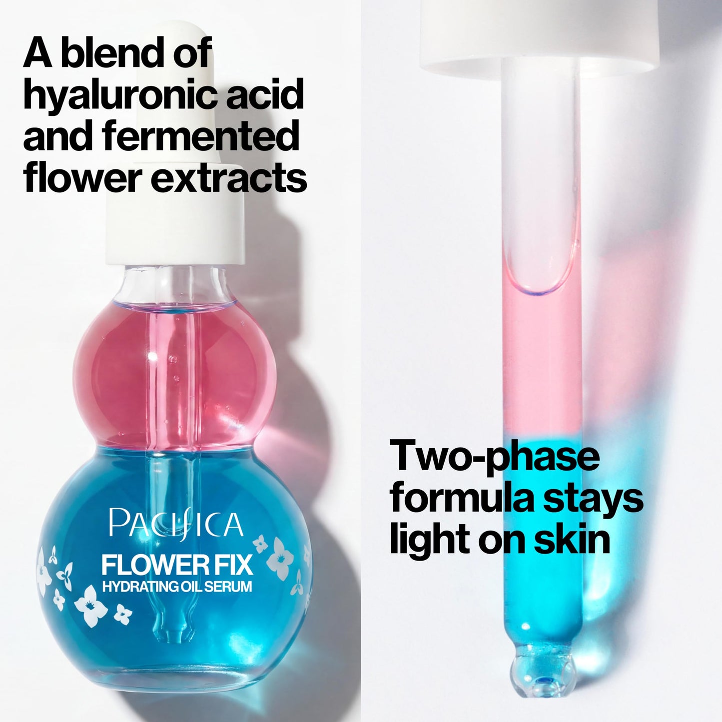 Pacifica Face Oil Serum - Flower Fix Bi-Phase Hydrating Skin Barrier - w/Hyaluronic Acid & Natural Botanical Ingredients - for Dry Sensitive Skin Beauty & Personal Care Pacifica