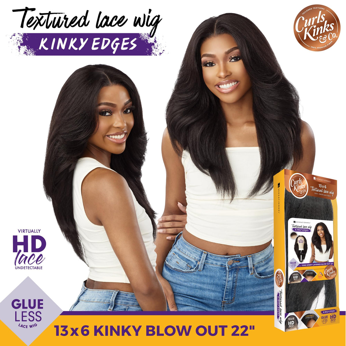 Sensationnel CKCO Kinkyedges Wig-Kinky Layered Blow Out 22, SH/BERRY