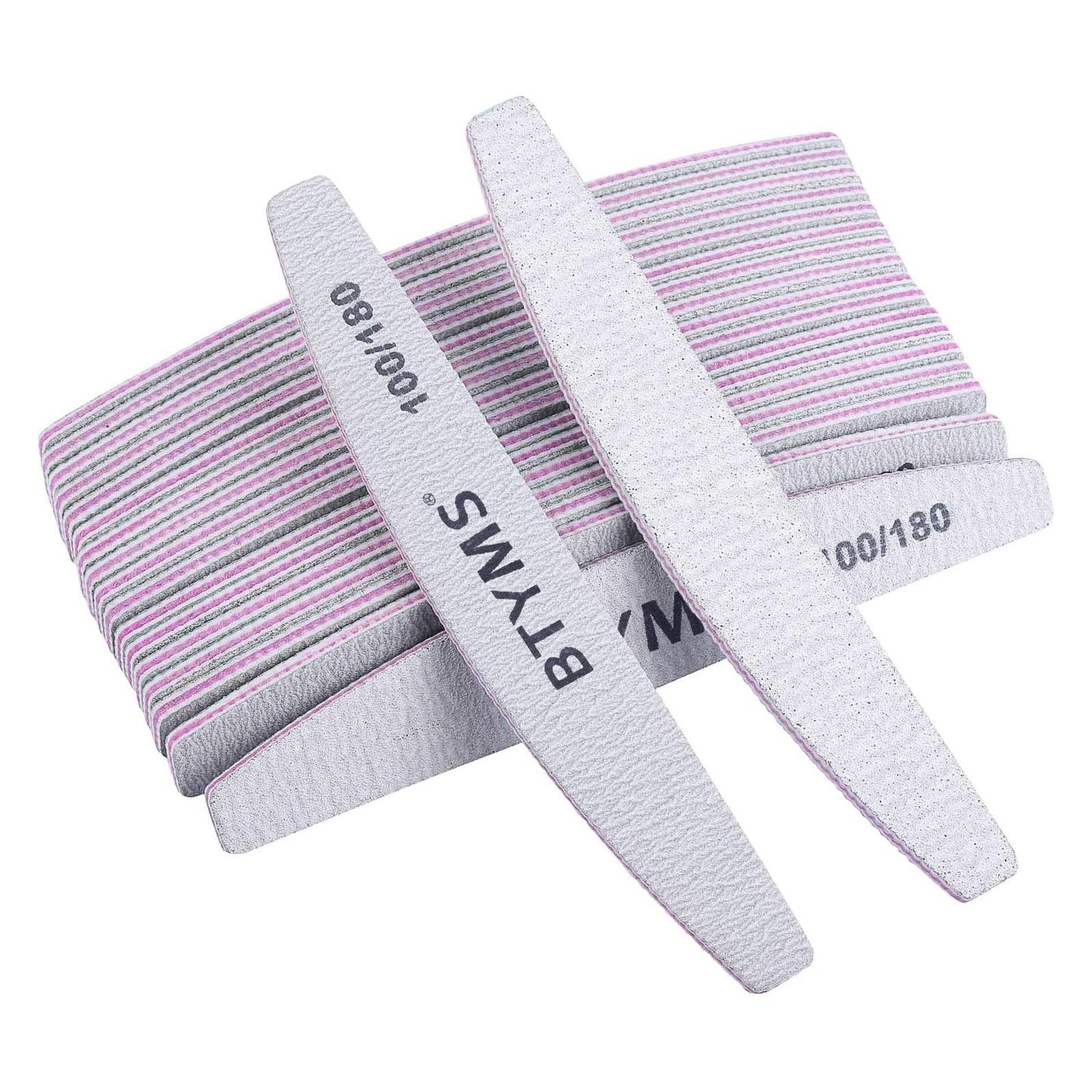BTYMS 25Pcs 100/180 Grit Nail File and Buffer Professional Double-Sided Emery Boards for Acrylic, Gel & Natural Nails Beauty & Personal Care BTYMS