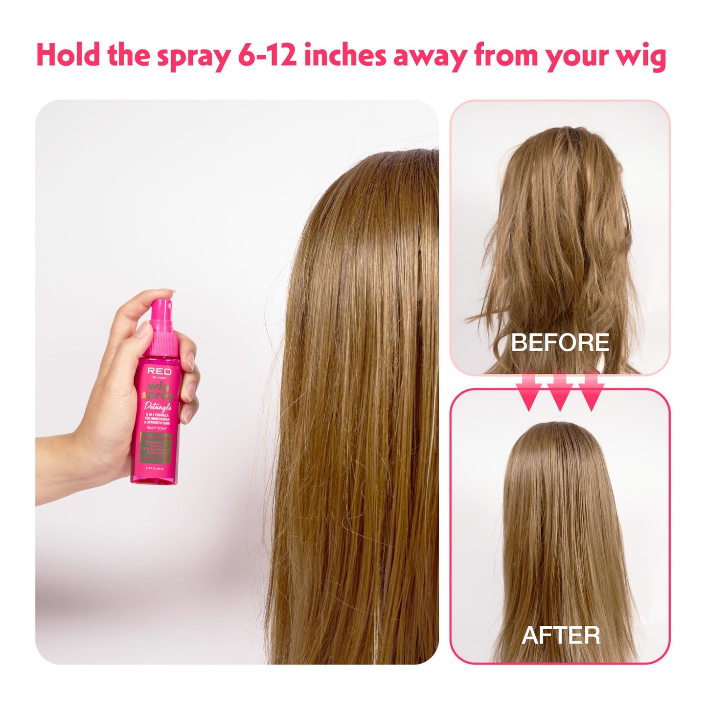 Red by Kiss Wig Spray, Extra Shine & Detangling Control for Remy, Human, Synthetic Hair, UV & Heat Protection, PH Balance & Long-Lasting Fragrance Beauty & Personal Care Red by Kiss