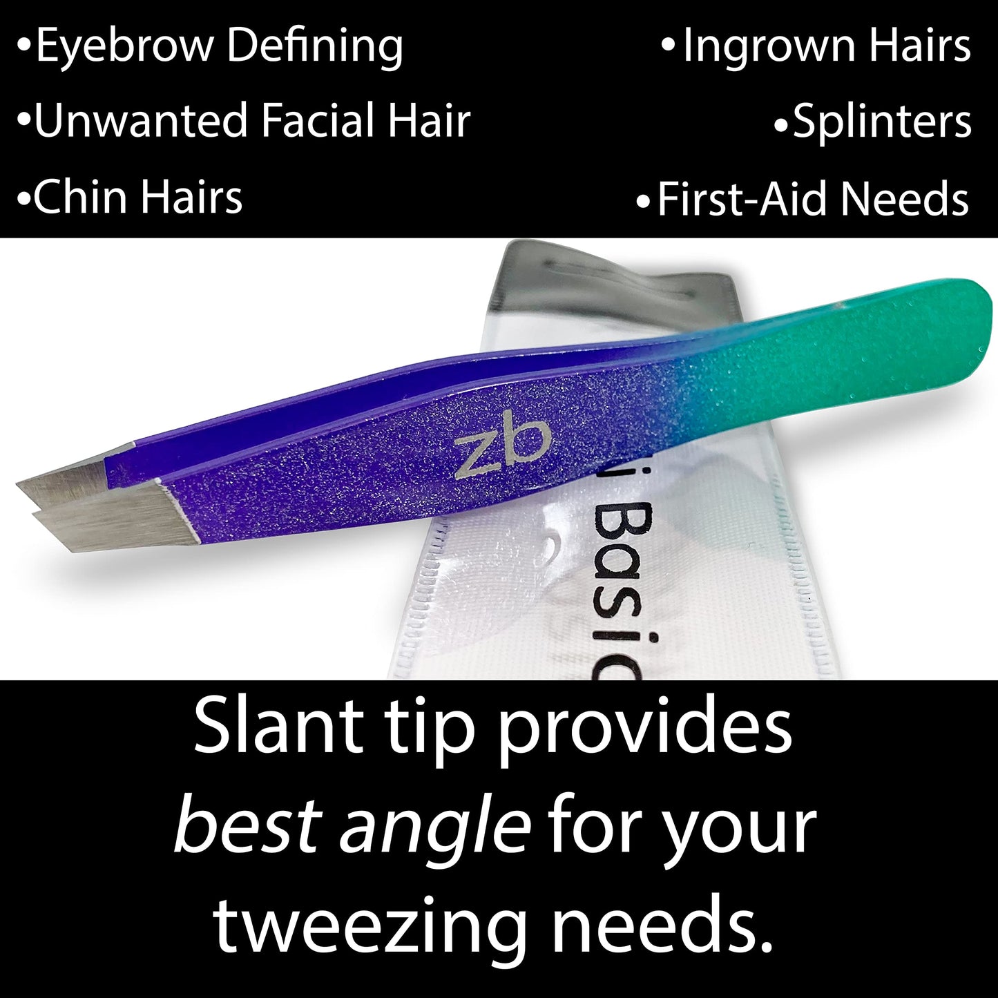 Zizzili Basics Tweezers - Limited Edition Mermaid Slant Tip - Best Tweezer for Eyebrow, Facial Hair Removal and your Precision Needs Beauty and Personal Care Zizzili Basics