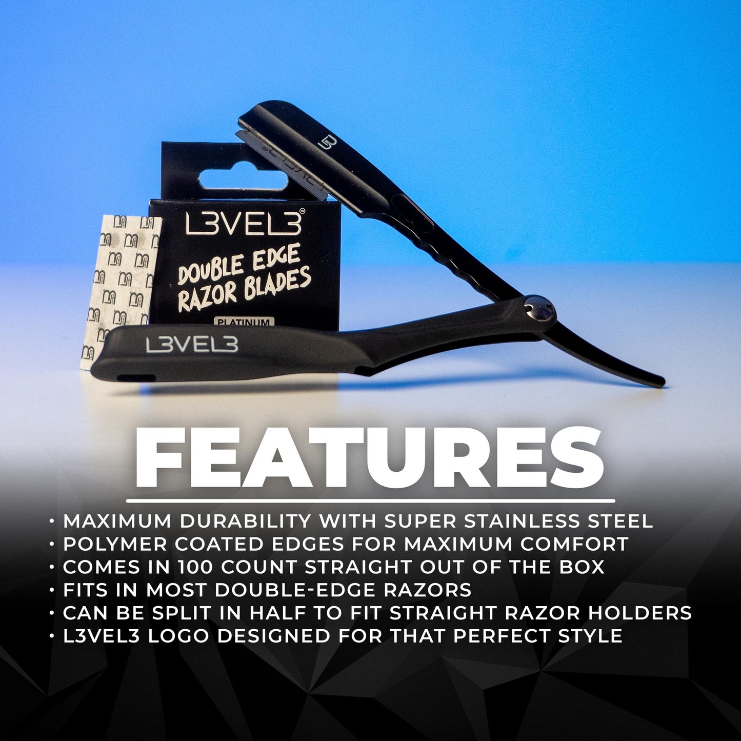 L3 Double Edge Razor Blades - Platinum Coated, Stainless Steel Razor Blades for the Close Shave - for Double Edged Safety Razors - 100 Count (1) Beauty and Personal Care L3