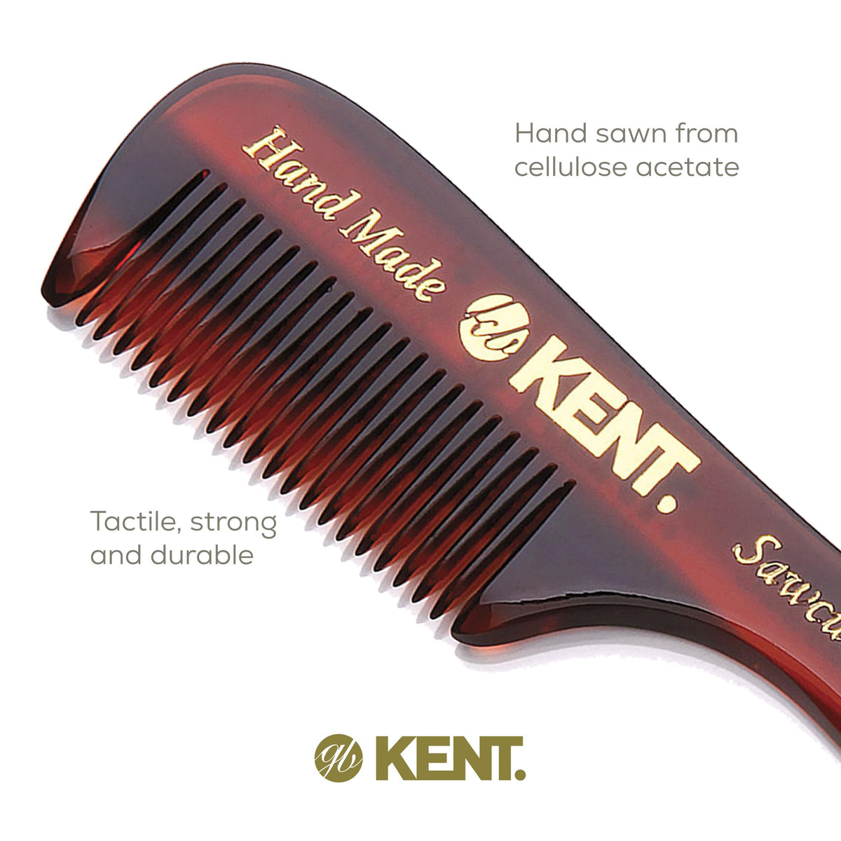 Kent 83T Small Gentleman's Beard and Mustache Pocket Comb, Fine Toothed Pocket Size for Facial Hair Grooming and Styling. Saw-cut of Quality Cellulose