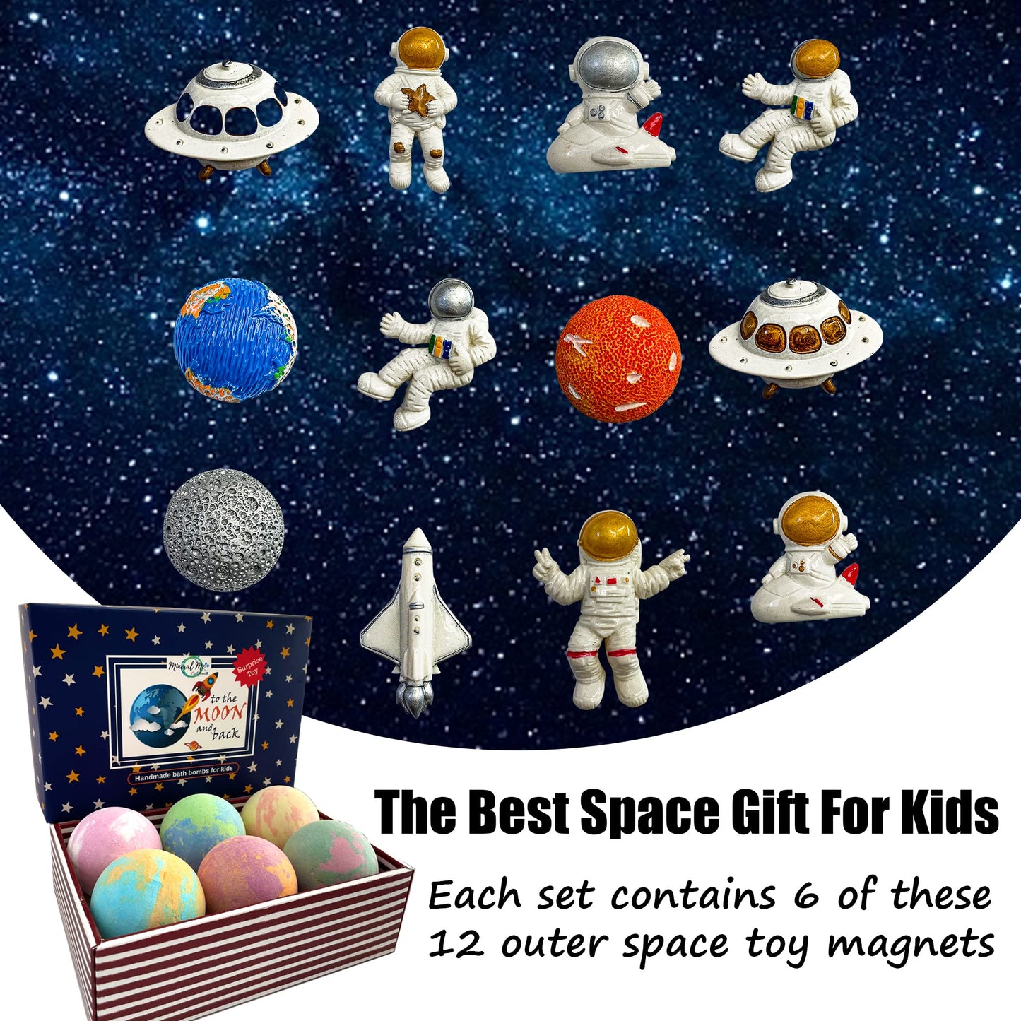 Galaxy Bath Bombs for Kids with Surprise Inside - Organic Bubble Bath Bombs with Educational Outer Space Planet Toys. Gentle, Natural & Kids Friendly Beauty and Personal Care Mineral Me California