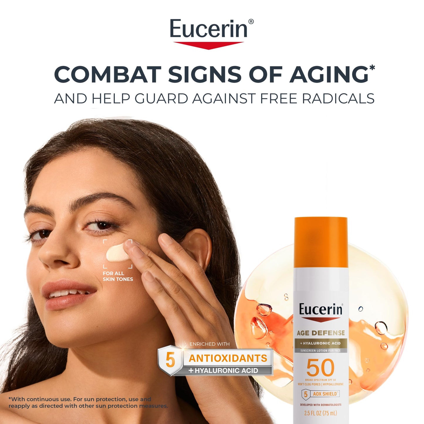 Eucerin Sun Age Defense Face Sunscreen Lotion SPF 50, 2.5 FL OZ Beauty and Personal Care Eucerin