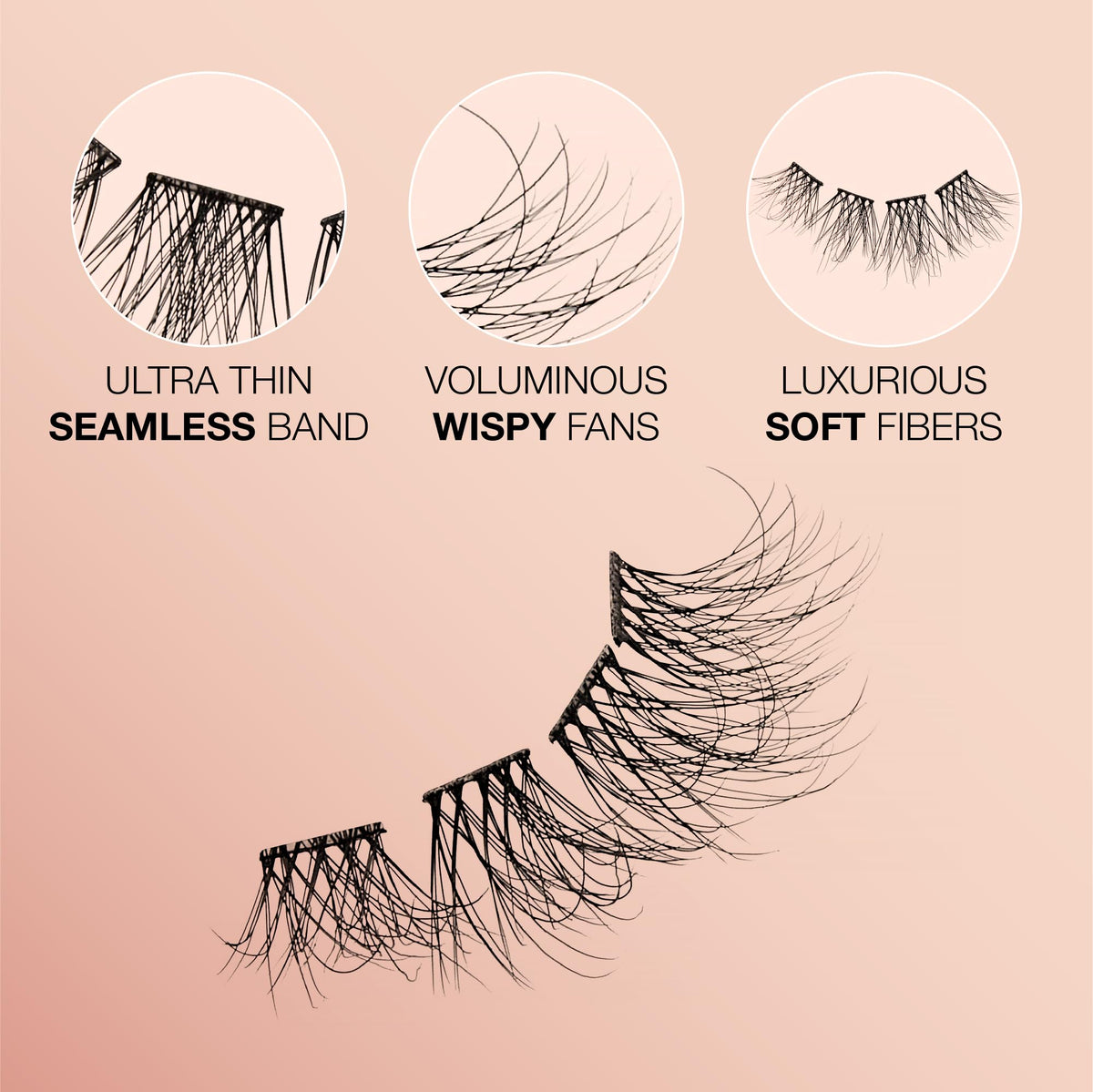 VLuxe Soft Luxe Faux Mink Lash Cluster, 12-16mm Seamless DIY Lash Extensions, Volume & Wispy Fans, Luxurious Soft Fibers, Ultra Comfort False