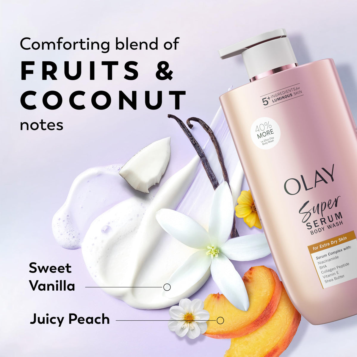 Olay Super Serum Body Wash for Extra Dry Skin, 24hr Long Lasting Hydration, 5+ Ingredient Complex for Bright Even Firm Luminous Skin, 28 fl oz Beauty & Personal Care Olay