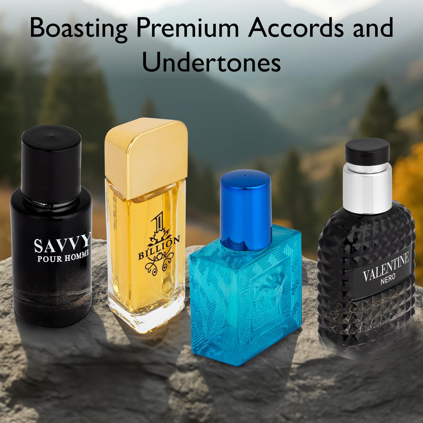 Signature Scent 4-Piece Mini Fragrance Set for Men Includes Savvy/1 Billion/Verse/Valentine Collection of Woody, Spicy, Citrus & Aromatic Fragrance Beauty & Personal Care NovoGlow