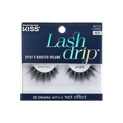KISS Lash Drip False Eyelashes, Spiky X Boosted Volume, Unique Wet Look Hydrated Effect, Multi-Length Rewearable Fake Eyelashes, Wispy Crisscross Lash Beauty & Personal Care KISS